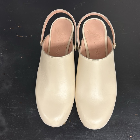 J. Crew Convertible Leather Studded Clogs Wood Slingback in Dusty Ivory 8.5 - Picture 8 of 17